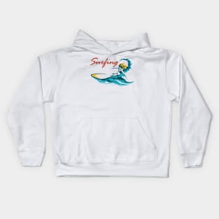 Surfing Club or Camp Emblem Kids Hoodie